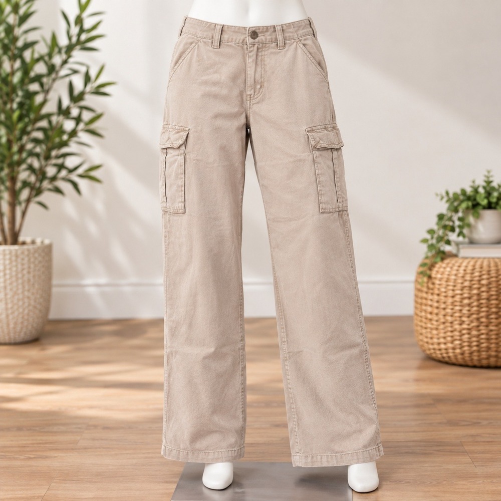 Old Navy Cargo Pants Mens 38x34 Tan Favorite Khakis Straight Leg Utility Khaki